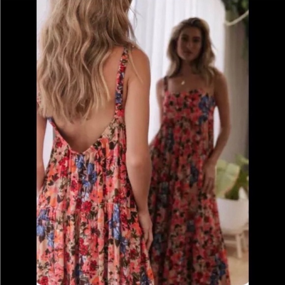 Flowing Petals Sexy Boho Low Back Draped Full Skirt A Line, In Orange S-3X - Picture 7 of 15